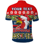 custom-personalised-sydney-roosters-christmas-polo-shirt-easts-aboriginal-art-merry-xmas