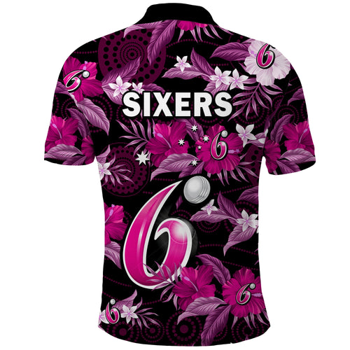 sydney-sixers-cricket-polo-shirt-aboriginal-art-mix-tropical-flowers
