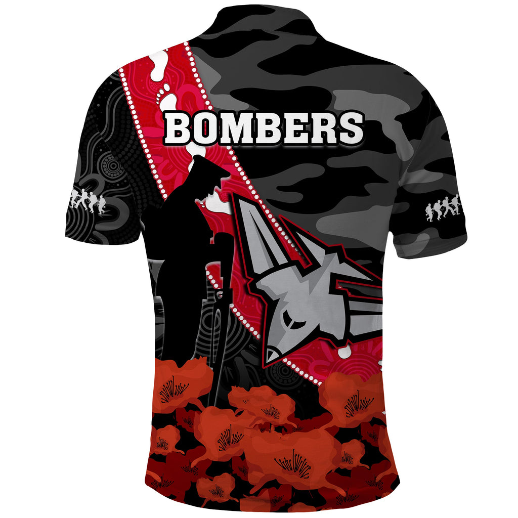 essendon-football-anzac-2023-polo-shirt-bombers-aboriginal-mix-poppy-camouflage