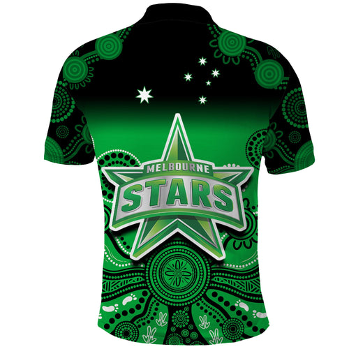 stars-cricket-polo-shirt-melbourne-team-green-gradient-aboriginal-art