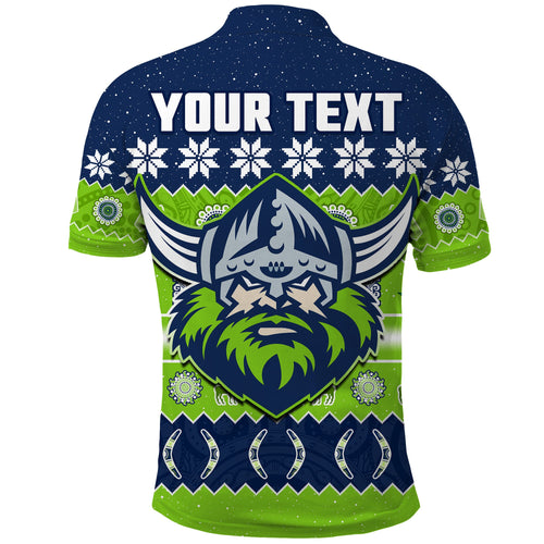 custom-personalised-raiders-christmas-polo-shirt-the-green-machine-aboriginal-art-merry-xmas