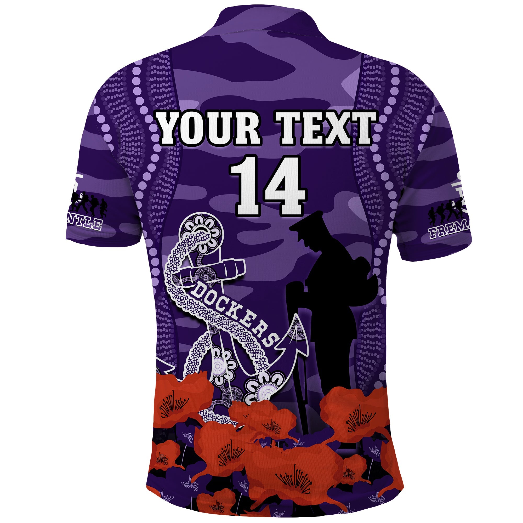 custom-text-and-number-dockers-football-anzac-2023-polo-shirt-aboriginal-mix-poppy-camouflage