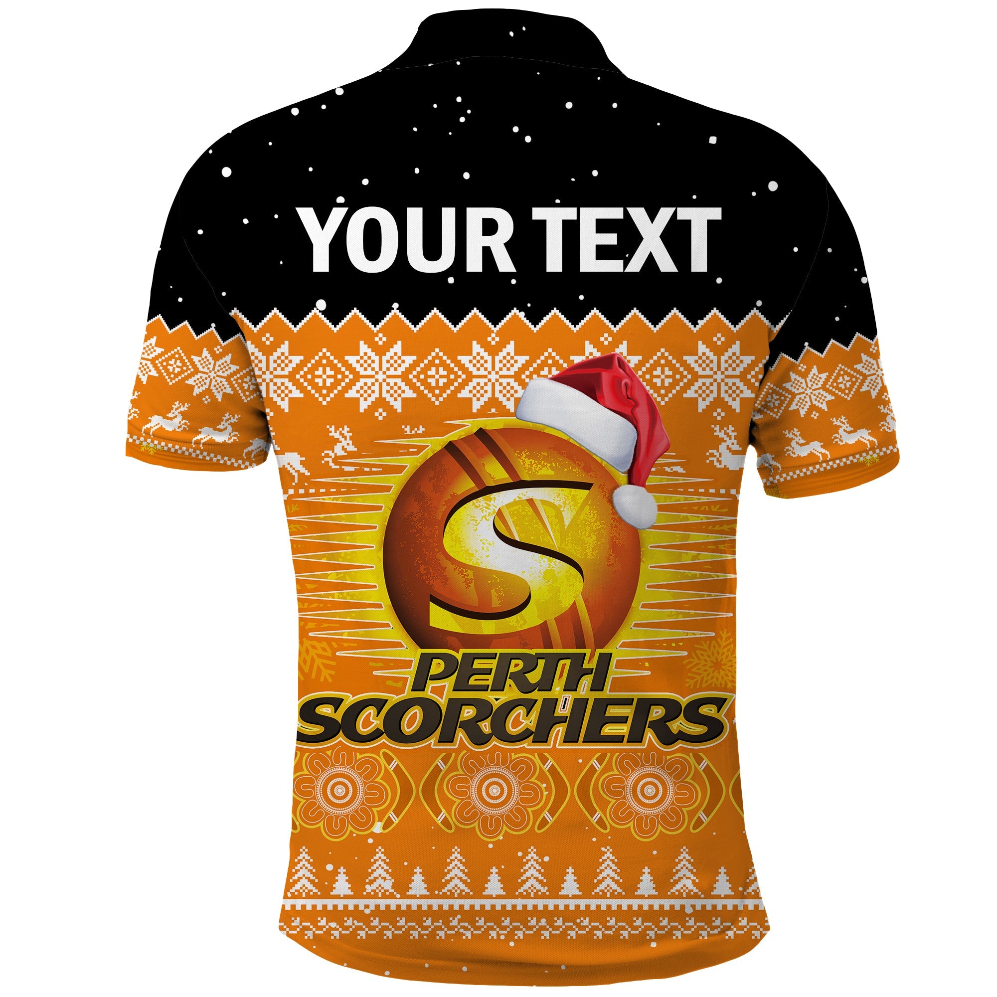 custom-personalised-perth-scorchers-cricket-polo-shirt-aboriginal-merry-christmas