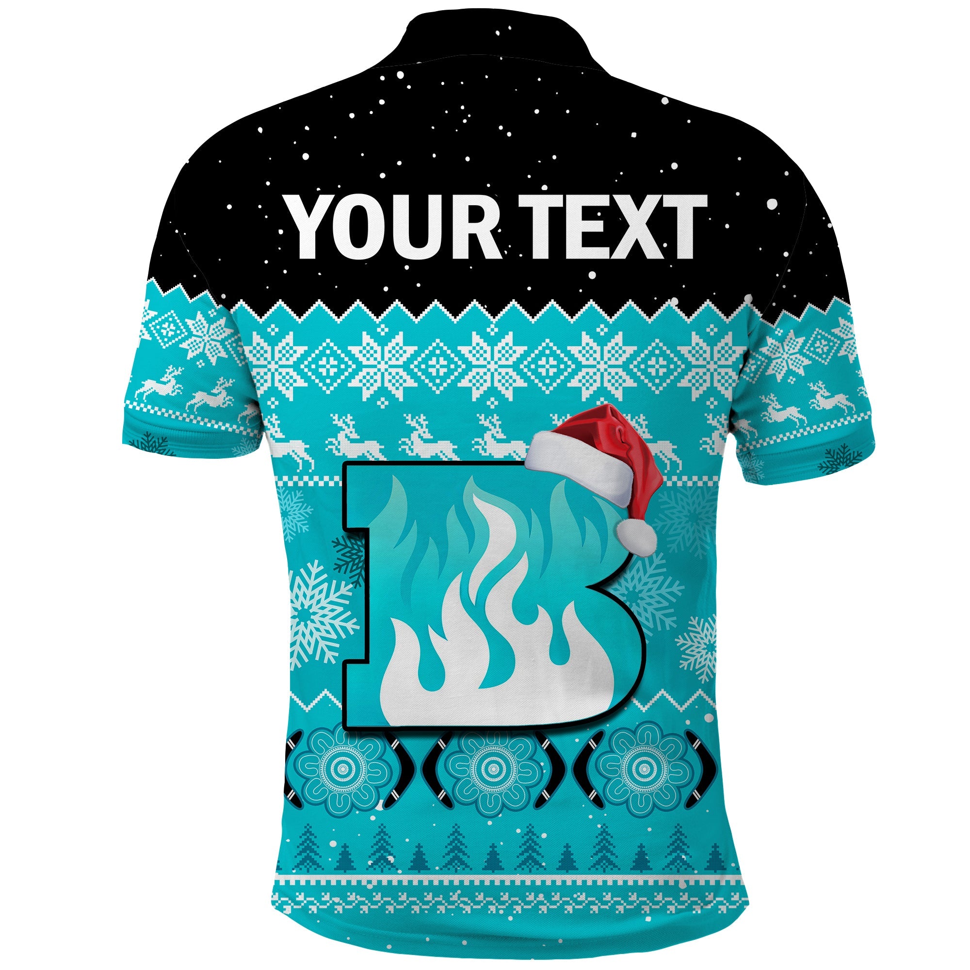 custom-personalised-brisbane-heat-cricket-polo-shirt-aboriginal-merry-christmas