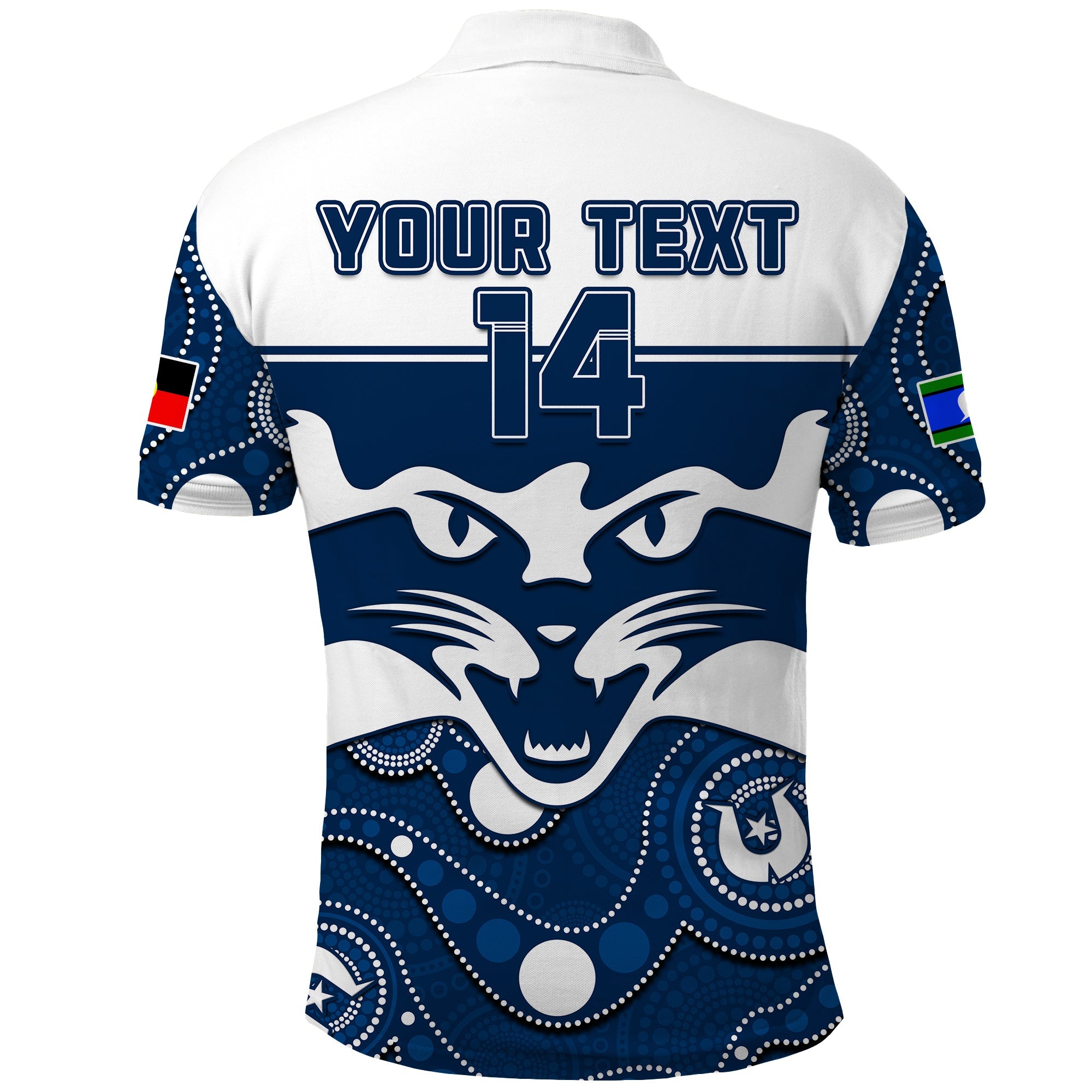 custom-text-and-number-geelong-football-naidoc-2023-polo-shirt-cats-for-our-elders-indigenous-art