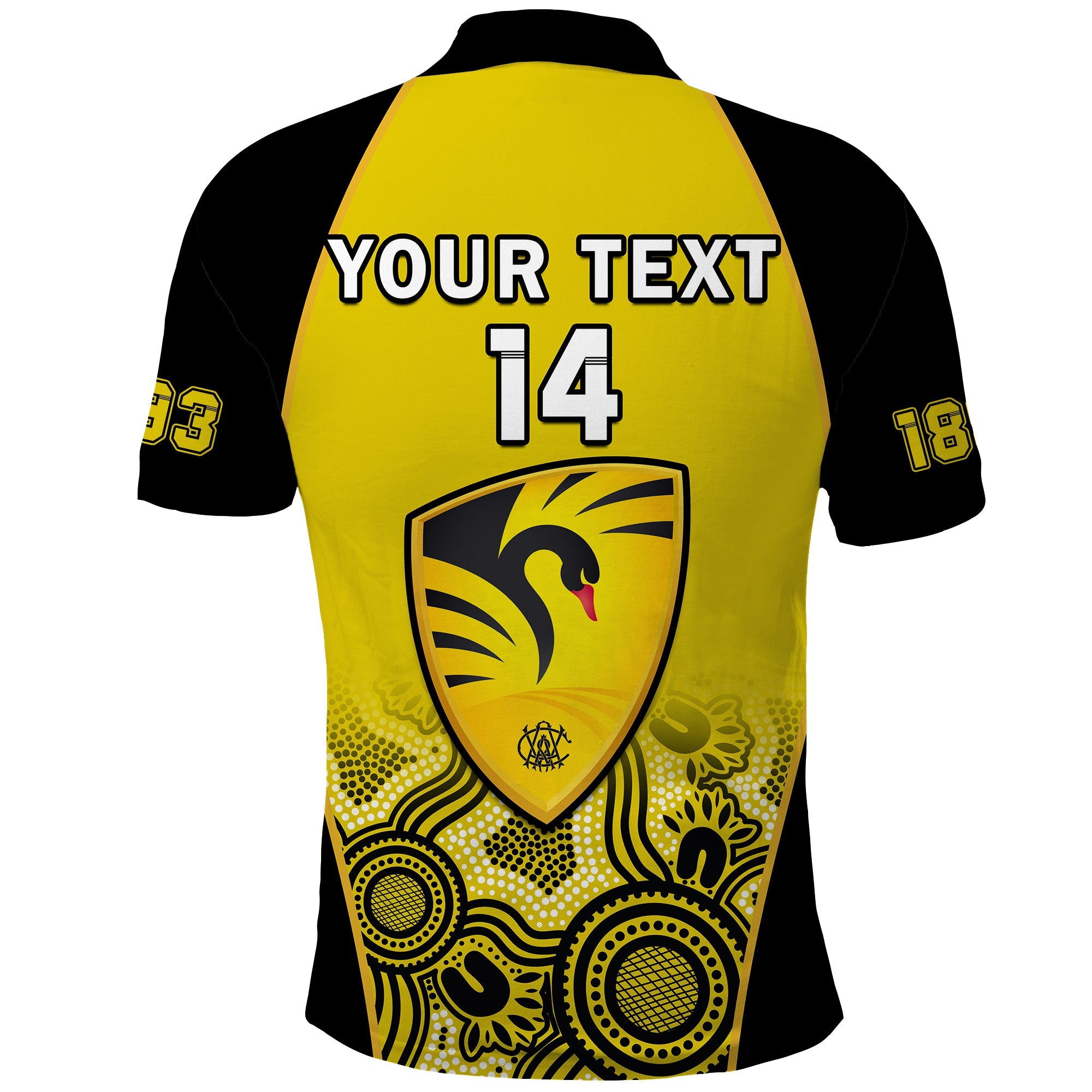 custom-text-and-number-western-australia-cricket-2023-polo-shirt-warriors-sheffield-shield-indigenous