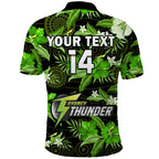 custom-text-and-number-sydney-thunder-cricket-polo-shirt-aboriginal-art-mix-tropical-flowers