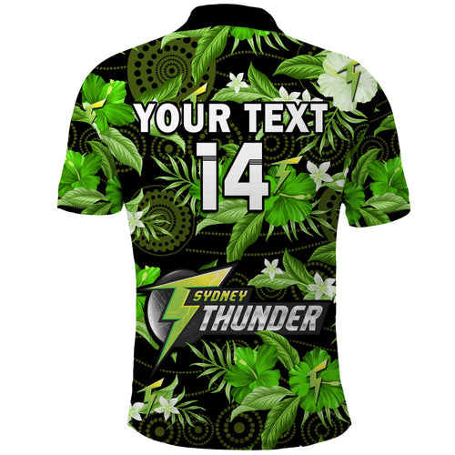 custom-text-and-number-sydney-thunder-cricket-polo-shirt-aboriginal-art-mix-tropical-flowers