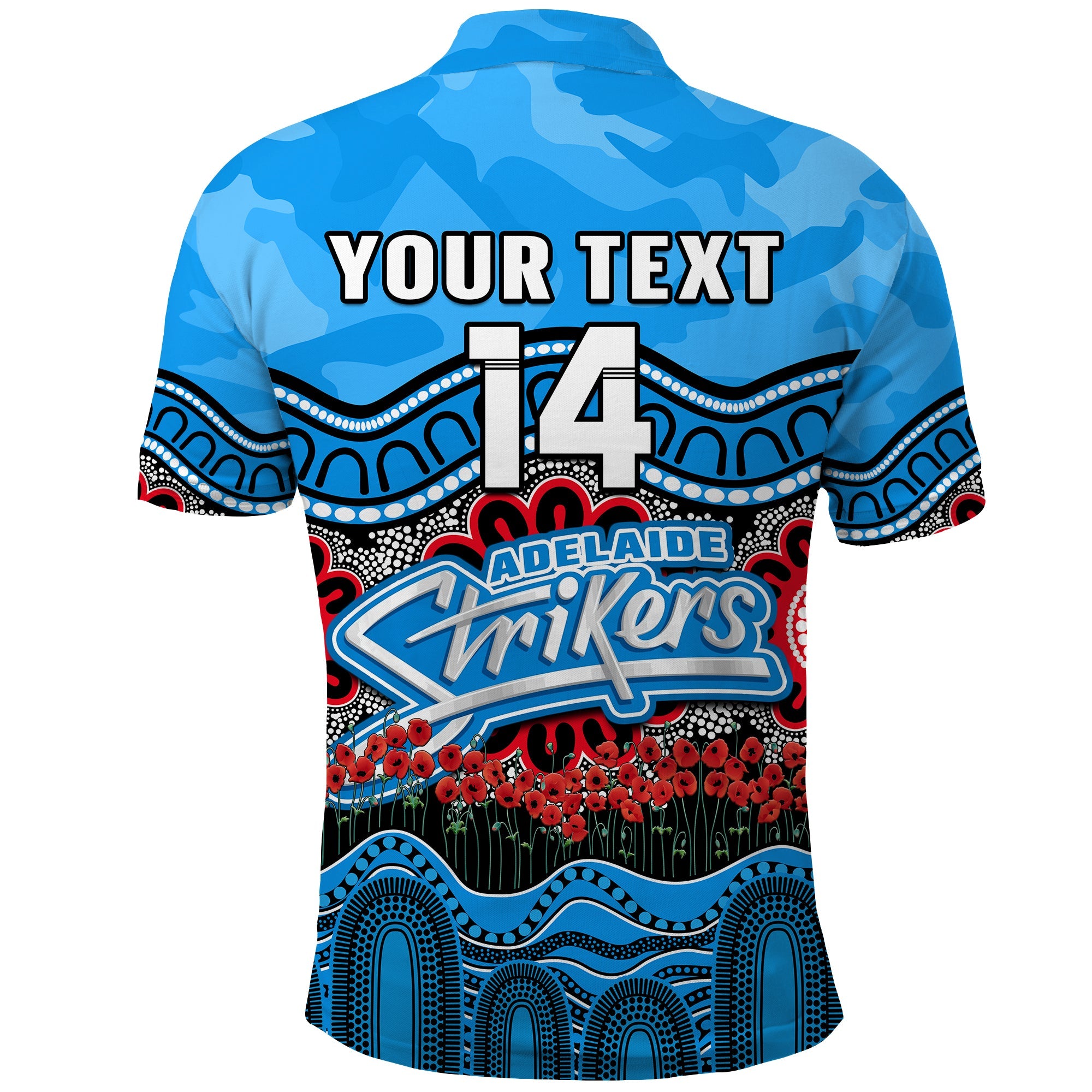 custom-text-and-number-adelaide-strikers-cricket-anzac-polo-shirt-poppy-aboriginal-camouflage