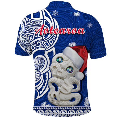 new-zealand-christmas-polo-shirt-hei-tiki-blue-pohutukawa-meri-kirihimete