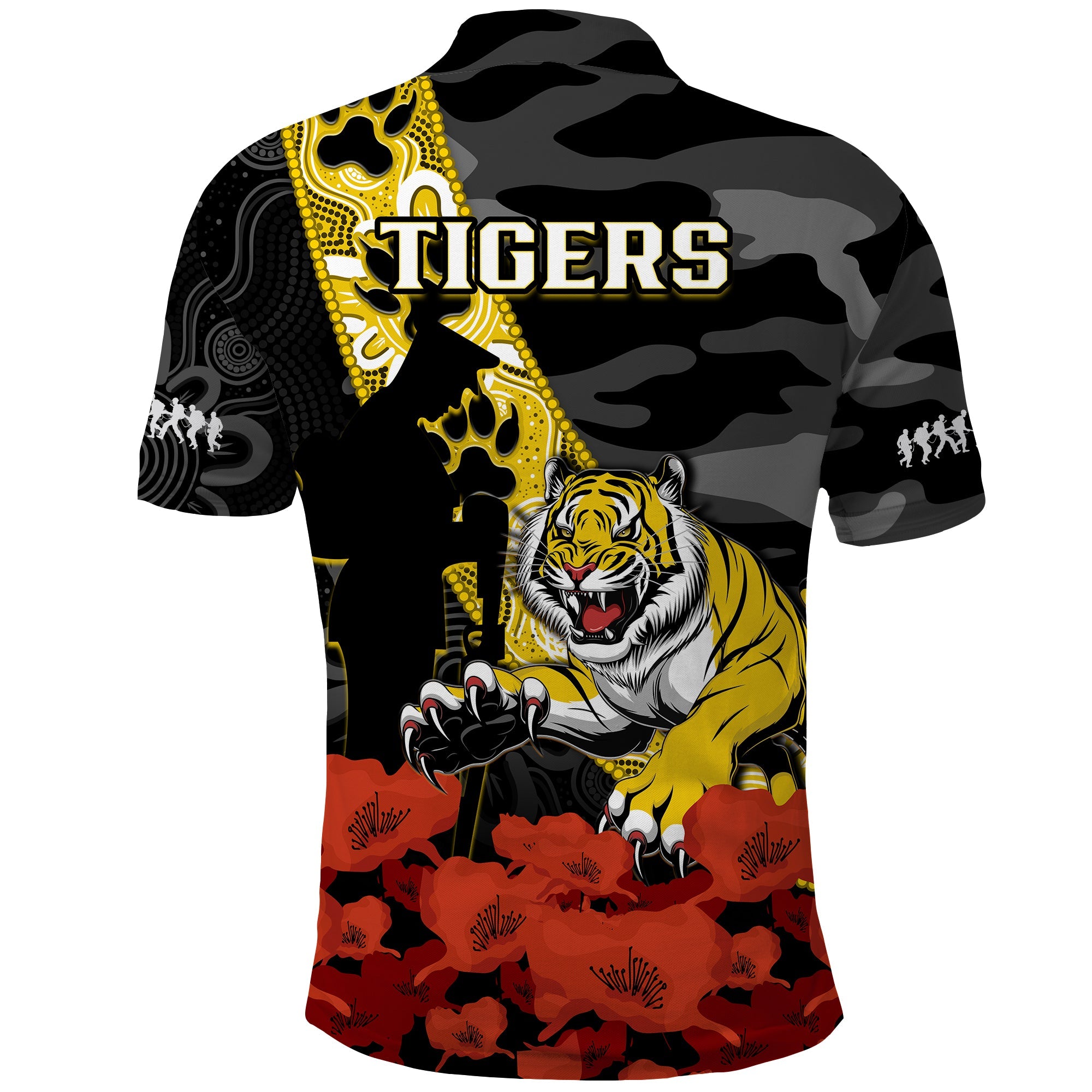 richmond-football-anzac-2023-polo-shirt-tigers-aboriginal-mix-poppy-camouflage