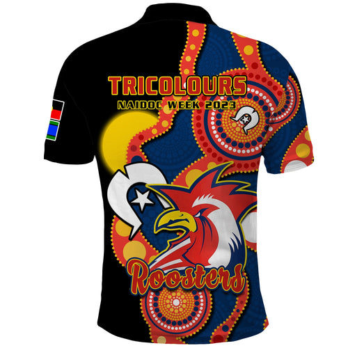 roosters-rugby-naidoc-2023-polo-shirt-tricolours-for-our-elders-indigenous-art