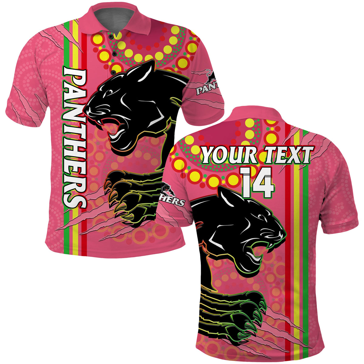 custom-text-and-number-panthers-rugby-polo-shirt-the-mountain-men-aboriginal-art-dynamic-pink-version