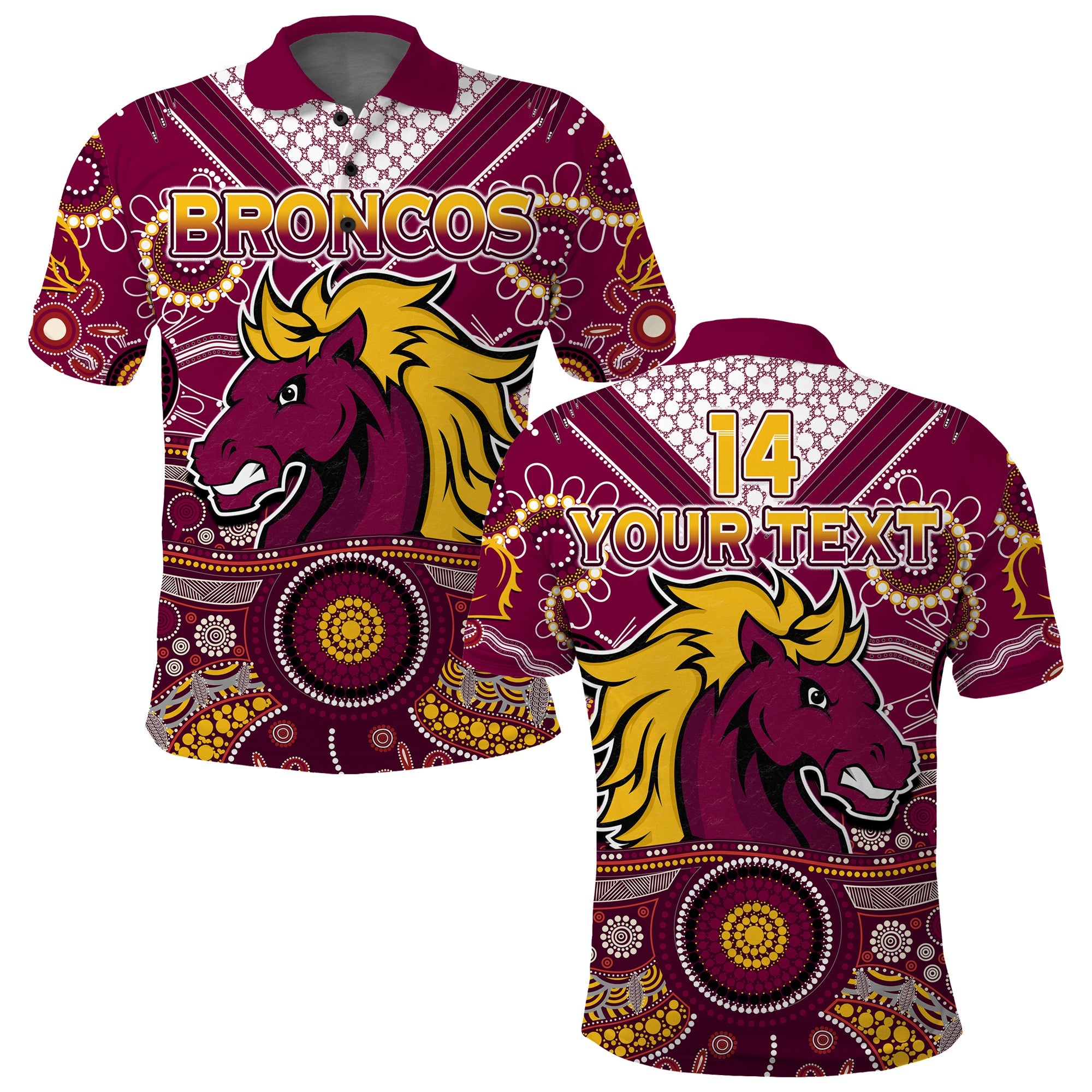 custom-text-and-number-broncos-rugby-polo-shirt-indigenous-pattern-artsy-ver02