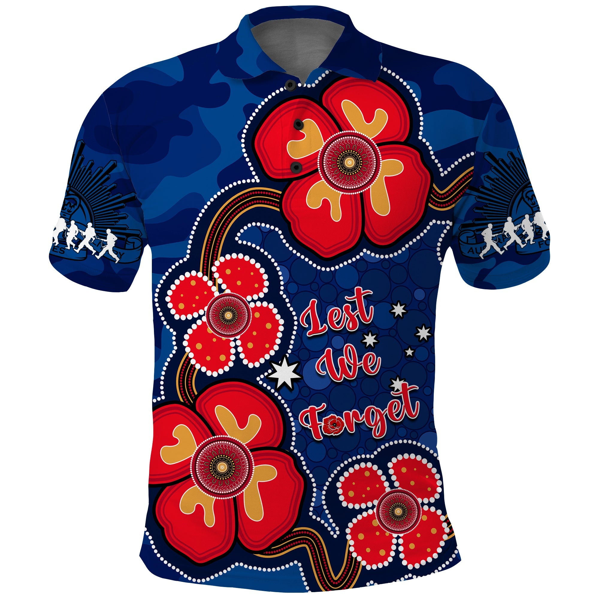 australia-anzac-polo-shirt-lest-we-forget-camouflage-mix-aboriginal-poppies-and-slouch-hat