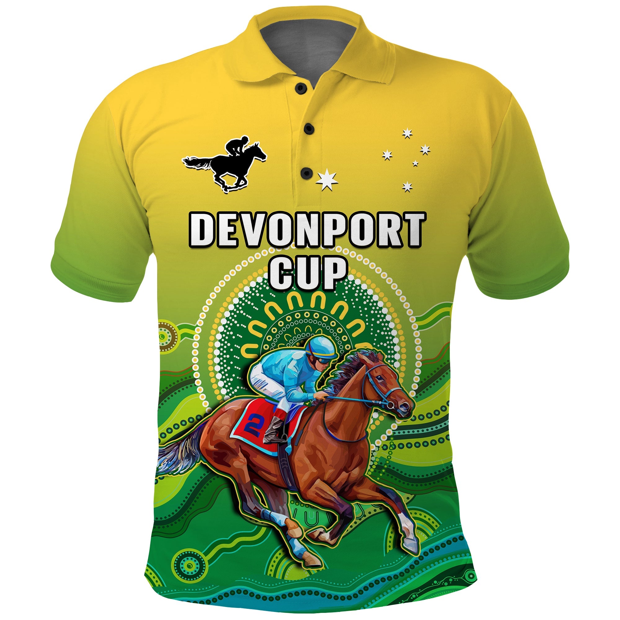 custom-personalised-australia-devonport-cup-2023-polo-shirt-horse-racing-indigenous-art