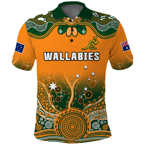 custom-text-and-number-australia-rugby-polo-shirt-wallabies-kangaroo-orange-aboriginal