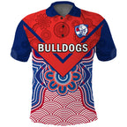 custom-text-and-number-bulldogs-football-polo-shirt-western-doggies-aboriginal-art
