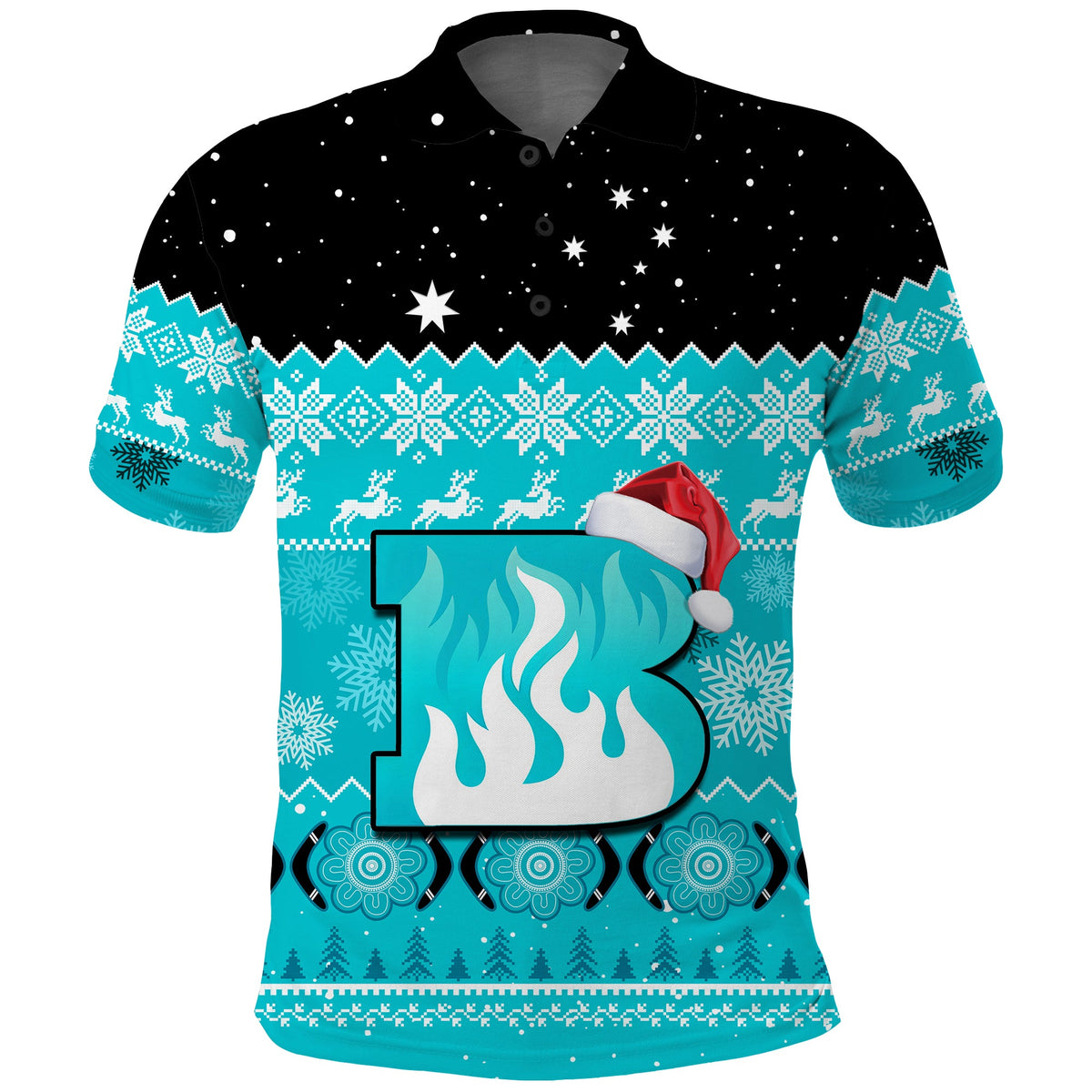 custom-personalised-brisbane-heat-cricket-polo-shirt-aboriginal-merry-christmas