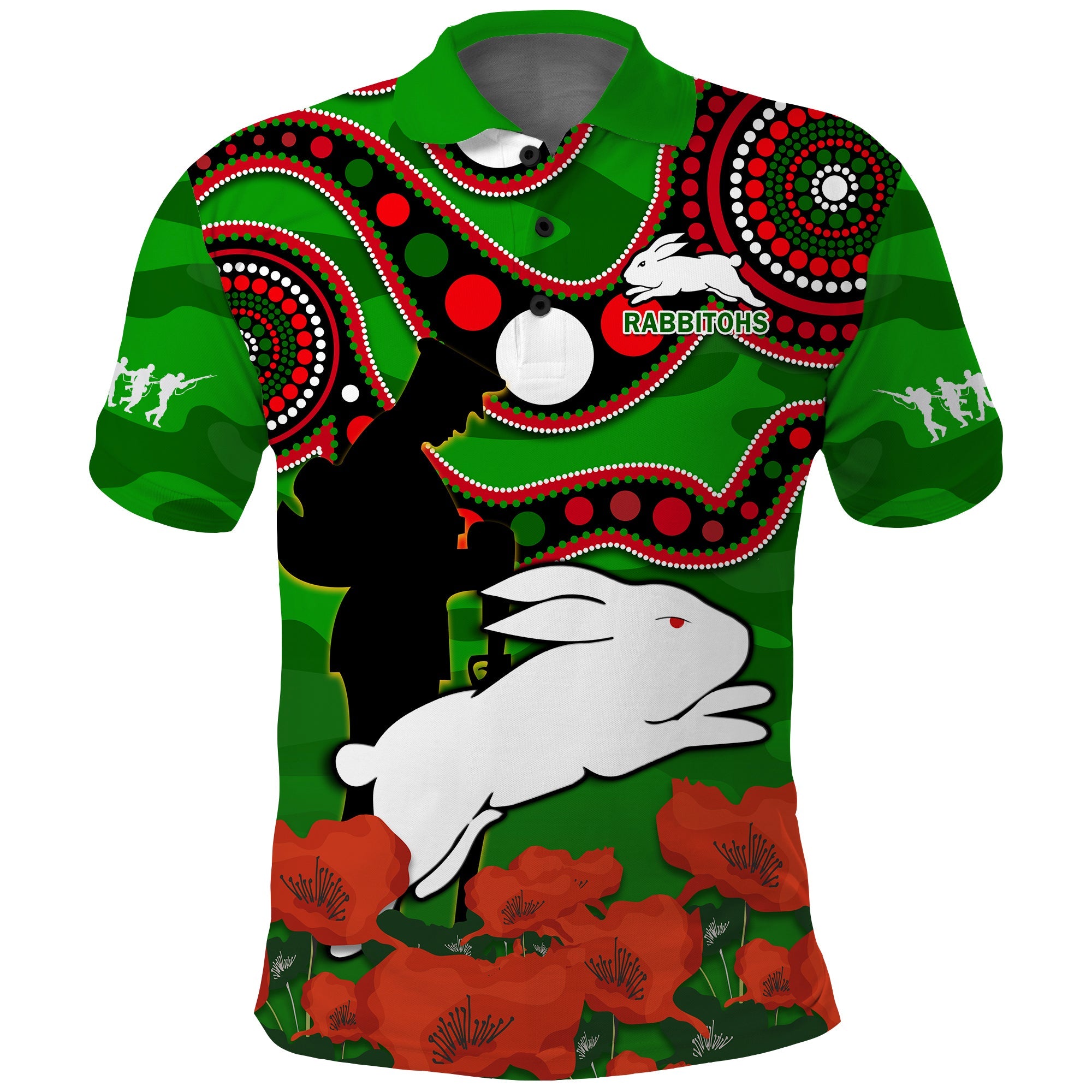 custom-text-and-number-rabbitohs-rugby-anzac-2023-polo-shirt-bilby-with-eggs-flag-style