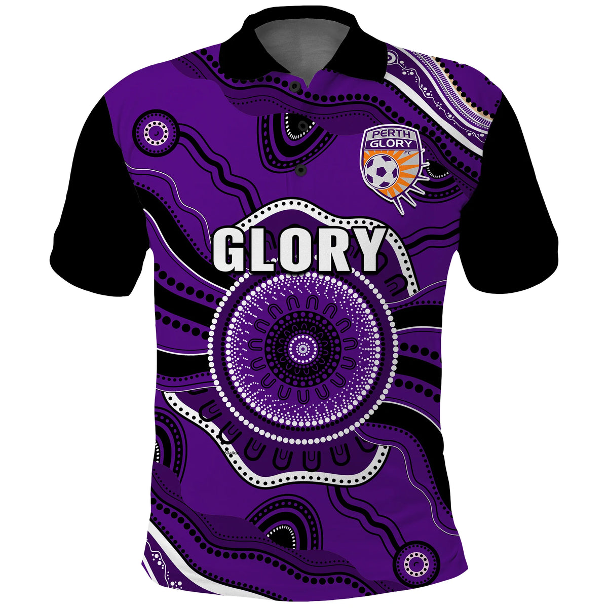 perth-glory-football-polo-shirt-dot-painting-style