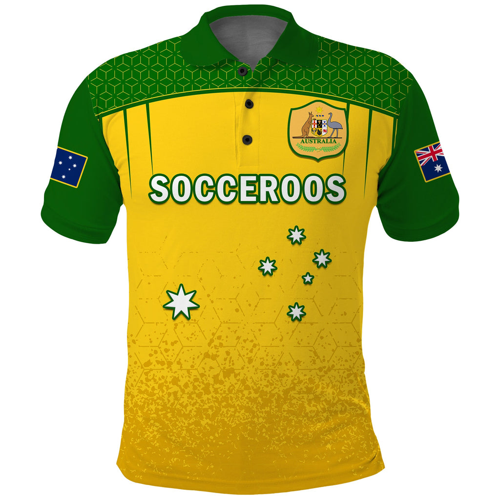 australia-soccer-polo-shirt-socceroos-dots-kangaroo-simple-style