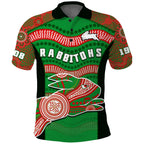 custom-text-and-number-rabbitohs-rugby-polo-shirt-souths-1908-aboriginal-dot-painting-go-bunnies