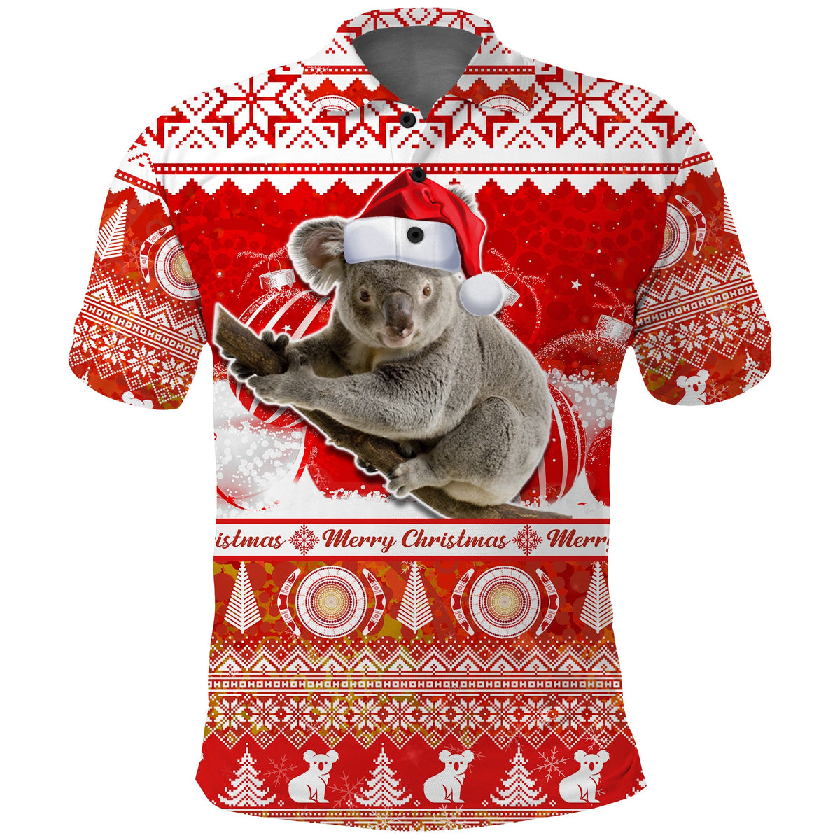 australia-polo-shirt-koala-aboriginal-painting-merry-christmas