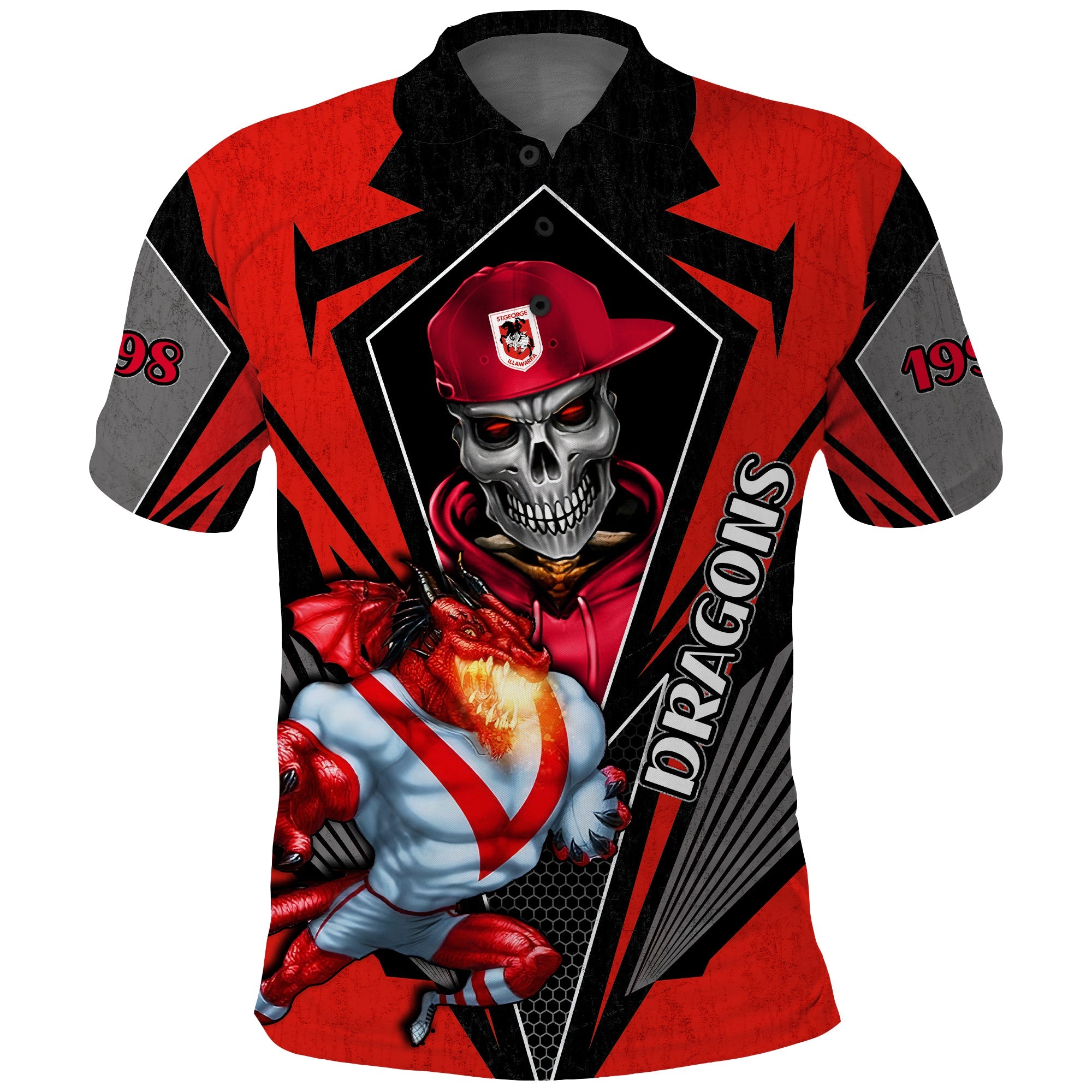 custom-personalised-dragons-rugby-polo-shirt-mascot-st-george-illawarra-since-1998-cool-skull