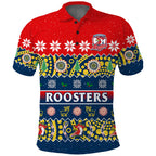 custom-personalised-sydney-roosters-christmas-polo-shirt-easts-aboriginal-art-merry-xmas