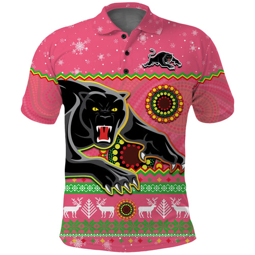 custom-personalised-panthers-christmas-polo-shirt-aboriginal-pattern-penrith-pink-version