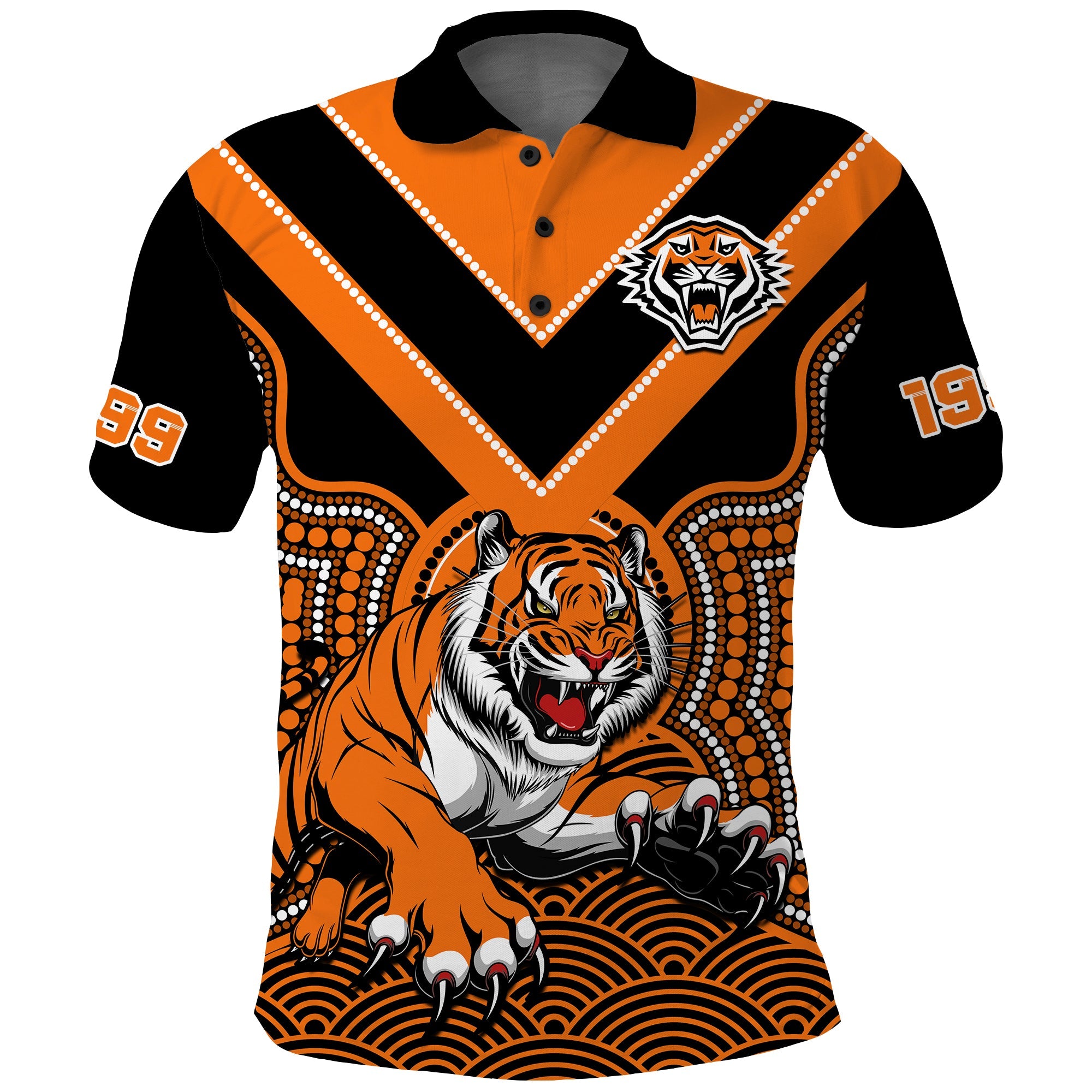 custom-text-and-number-wests-tigers-rugby-polo-shirt-indigenous-black-artsy