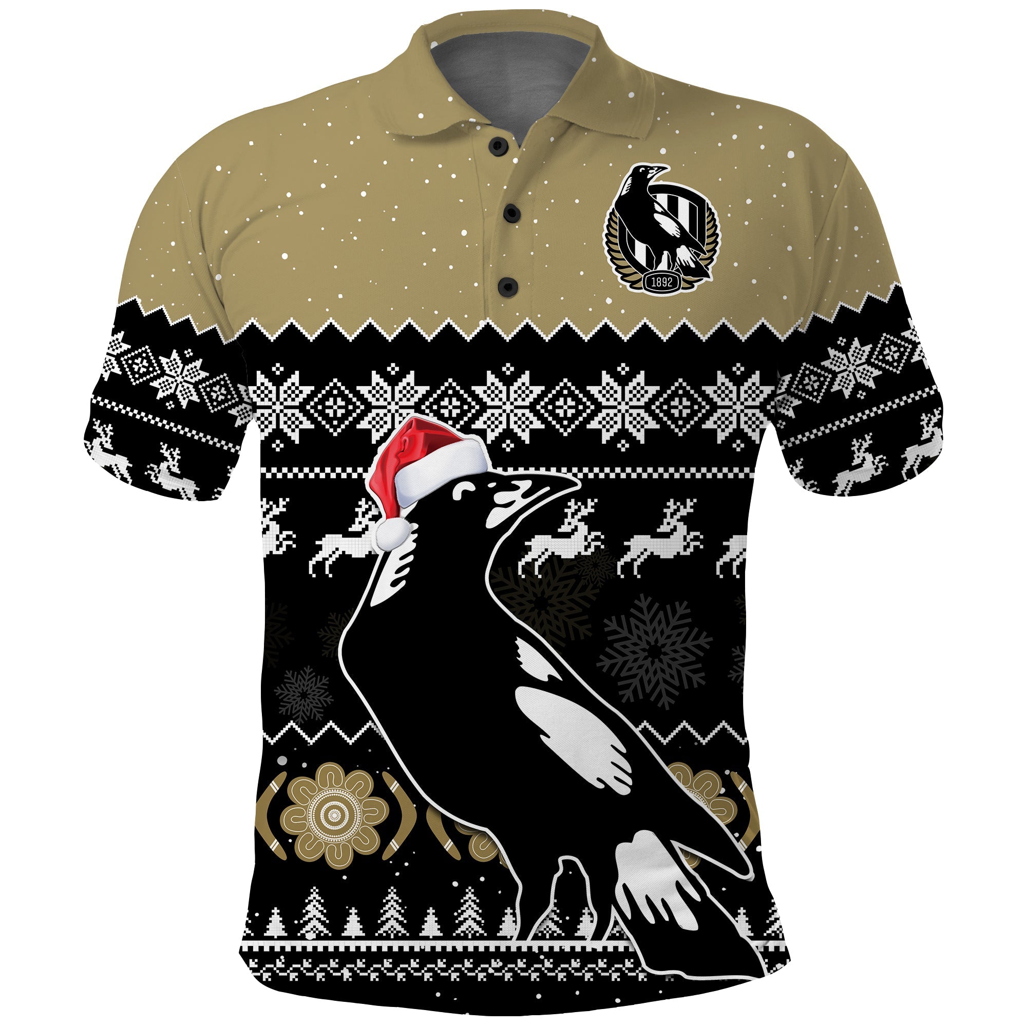 collingwood-football-polo-shirt-magpies-indigenous-merry-christmas