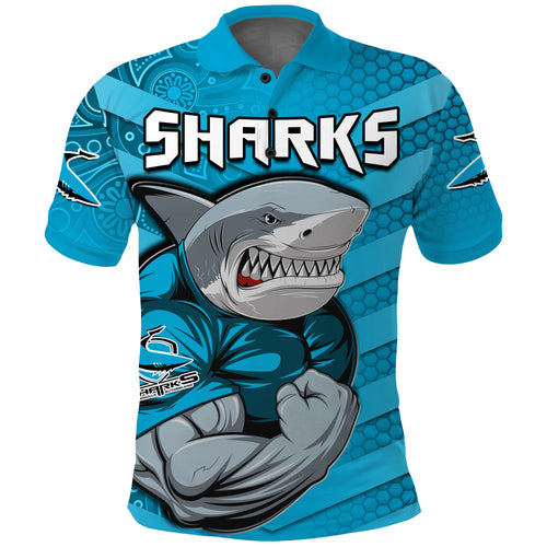 custom-text-and-number-sharks-rugby-polo-shirt-go-sharkies-aboriginal-sporty-version