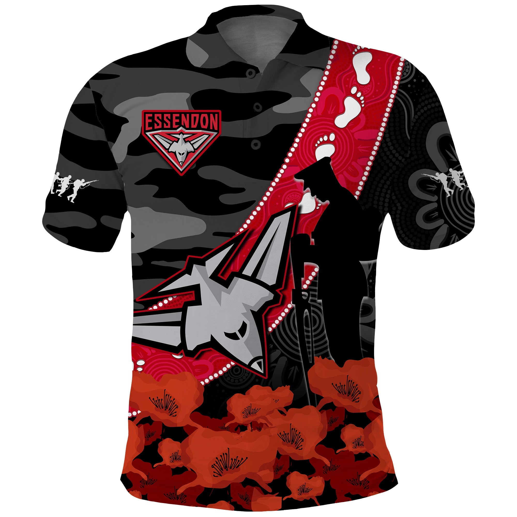 custom-text-and-number-essendon-football-anzac-2023-polo-shirt-bombers-aboriginal-mix-poppy-camouflage