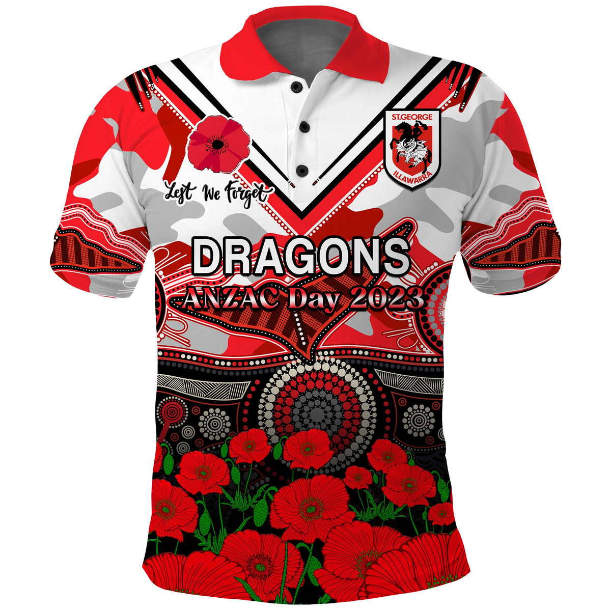 dragons-rugby-anzac-2023-polo-shirt-aboriginal-mix-poppy-lest-we-forget