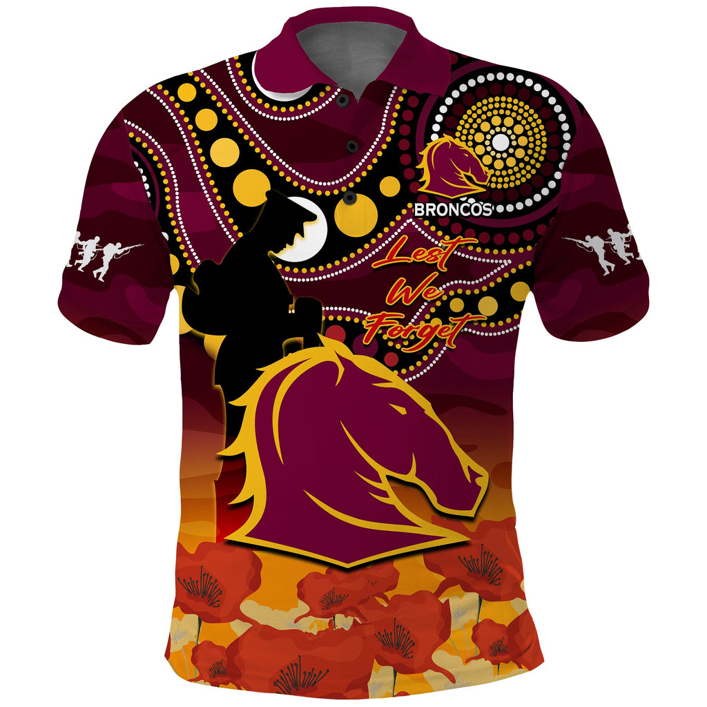 custom-text-and-number-brisbane-broncos-rugby-anzac-2023-polo-shirt-aboriginal-mix-poppy-lest-we-forget