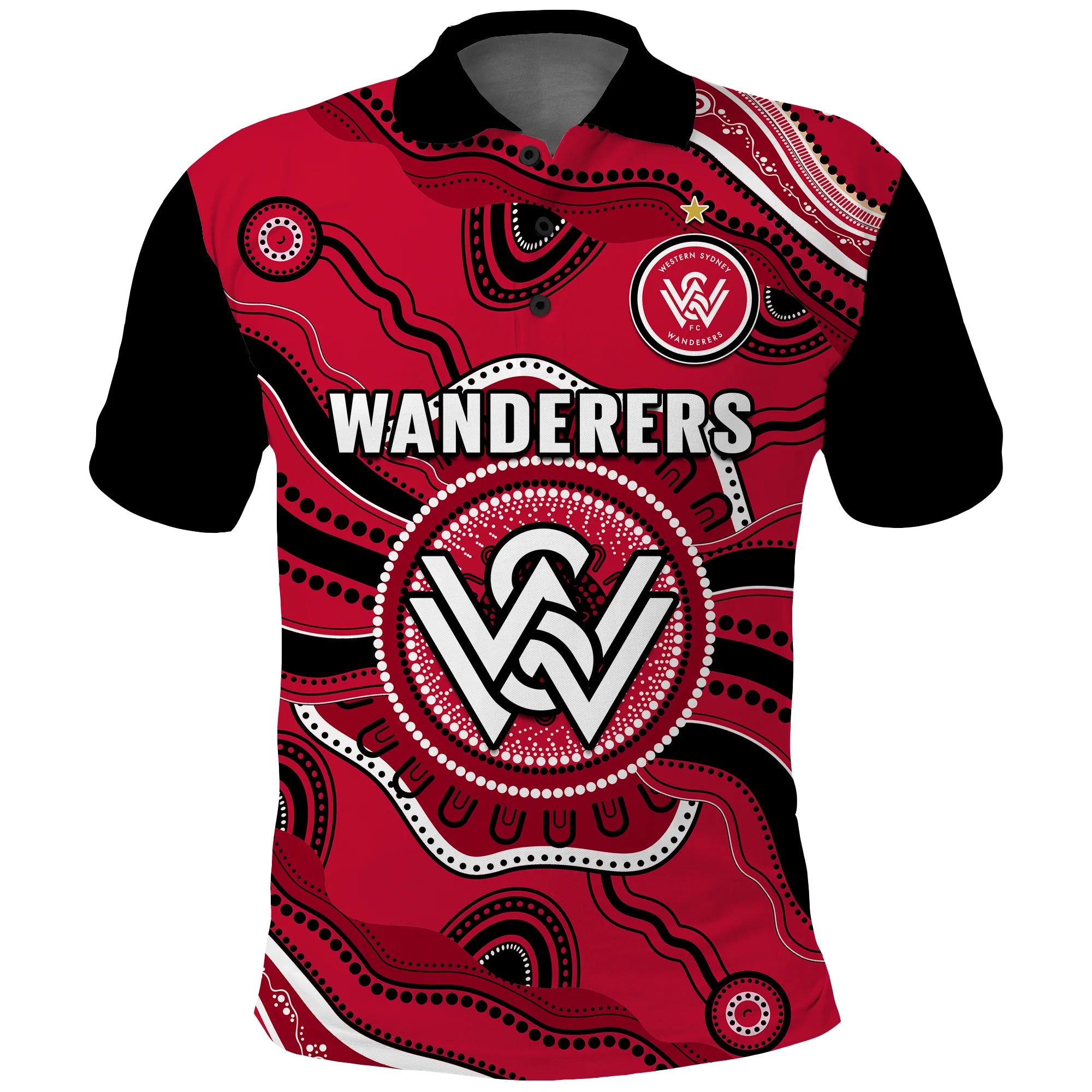 custom-text-and-number-western-sydney-wanderers-football-polo-shirt-aboriginal-art