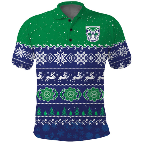 custom-personalised-warriors-rugby-polo-shirt-new-zealand-indigenous-merry-christmas
