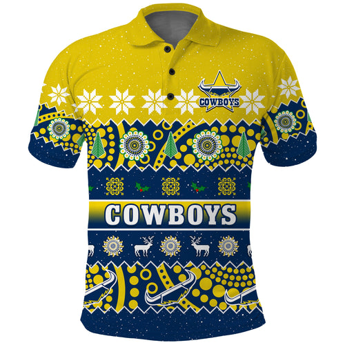 custom-personalised-cowboys-christmas-polo-shirt-aboriginal-art-merry-xmas