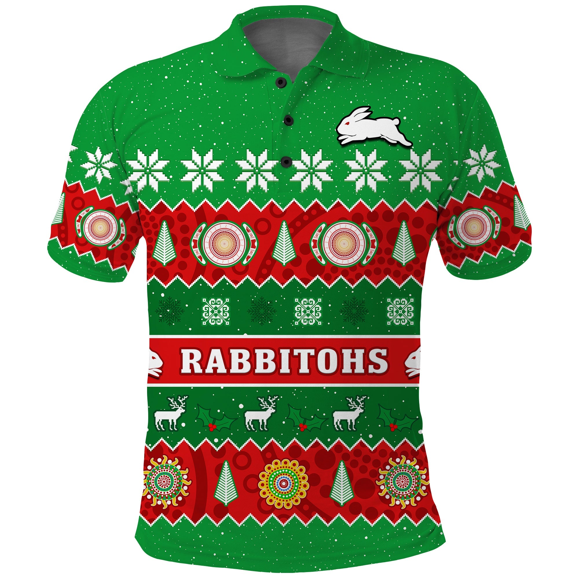 rabbitohs-christmas-polo-shirt-souths-aboriginal-art-merry-xmas