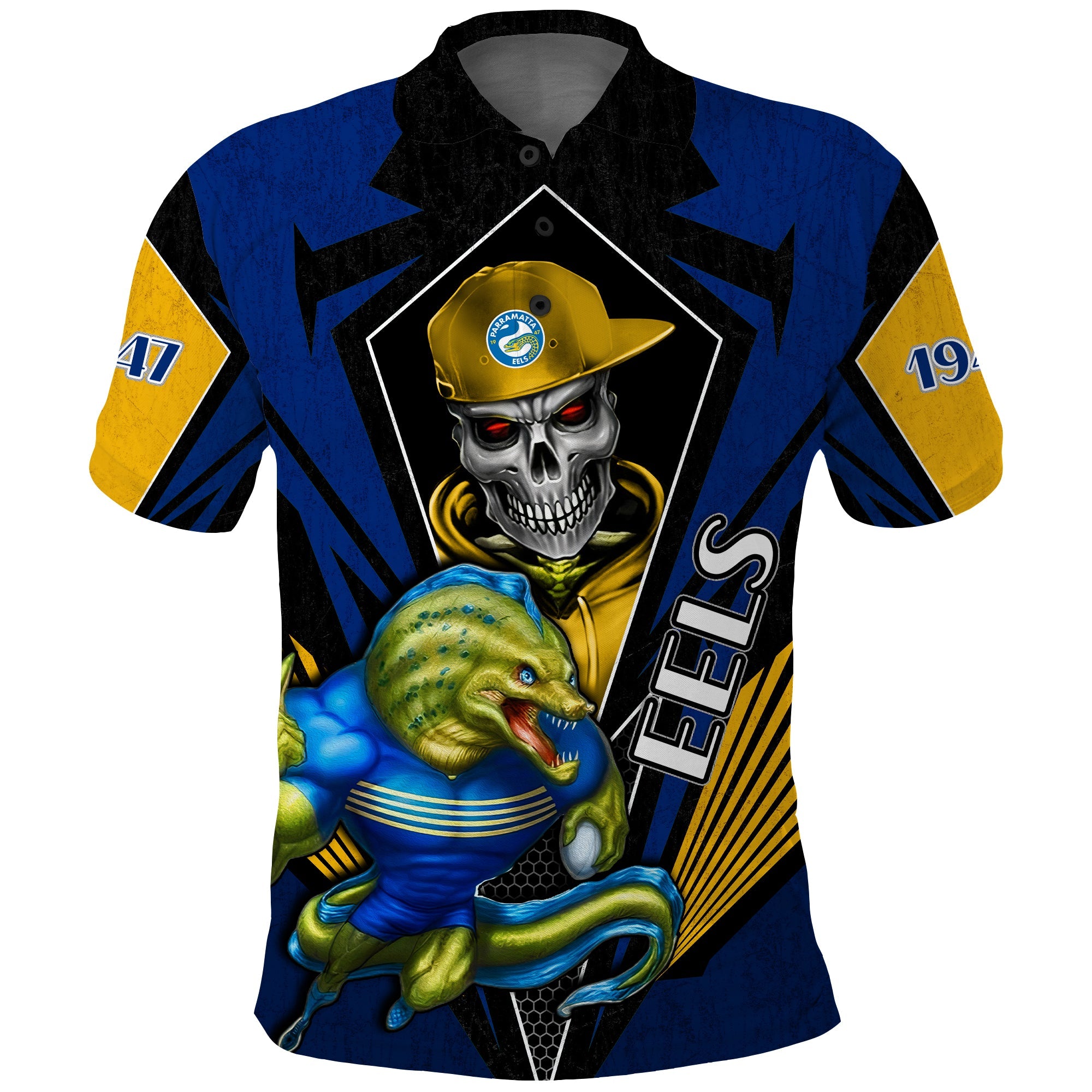 custom-personalised-eels-rugby-polo-shirt-mascot-parramatta-since-1947-cool-skull