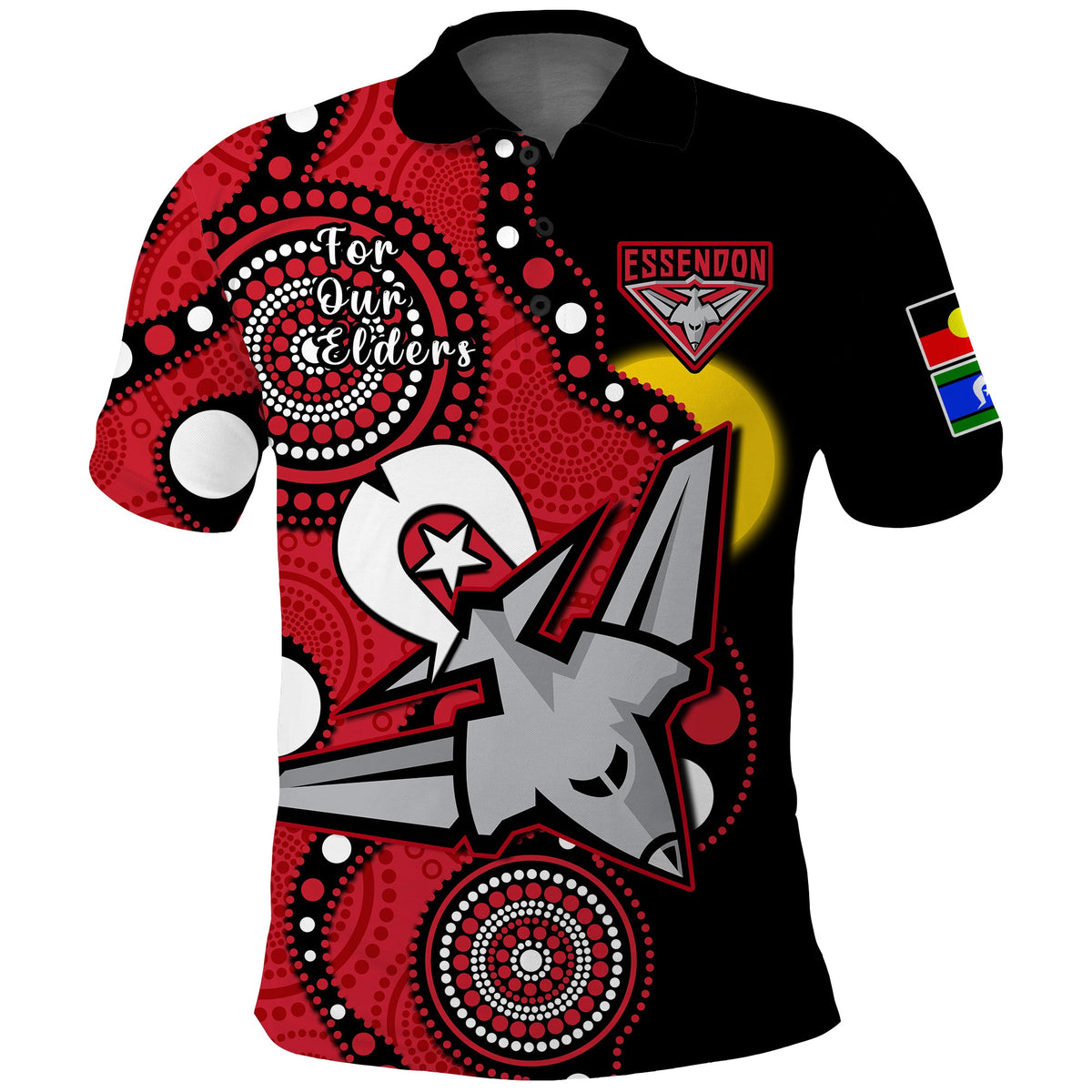 essendon-football-naidoc-2023-polo-shirt-bombers-for-our-elders-indigenous-art