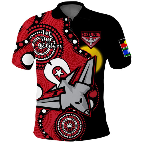 essendon-football-naidoc-2023-polo-shirt-bombers-for-our-elders-indigenous-art