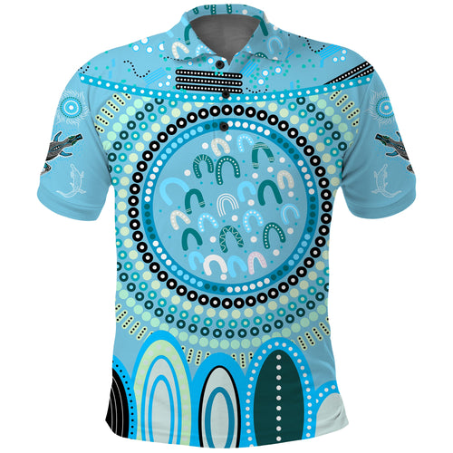 custom-text-and-number-aboriginal-stand-up-polo-shirt-circle-dot-with-lizard-version-blue