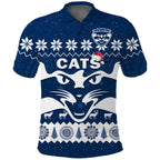 custom-personalised-cats-football-christmas-polo-shirt-geelong-aboriginal-painting