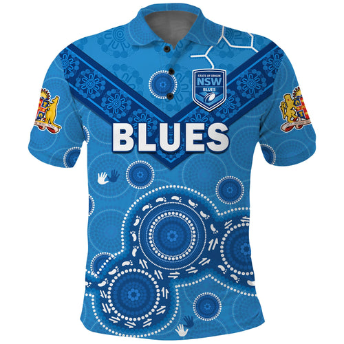 custom-text-and-number-nsw-blues-rugby-polo-shirt-new-south-wales-aboriginal-dot-painting-unique-version