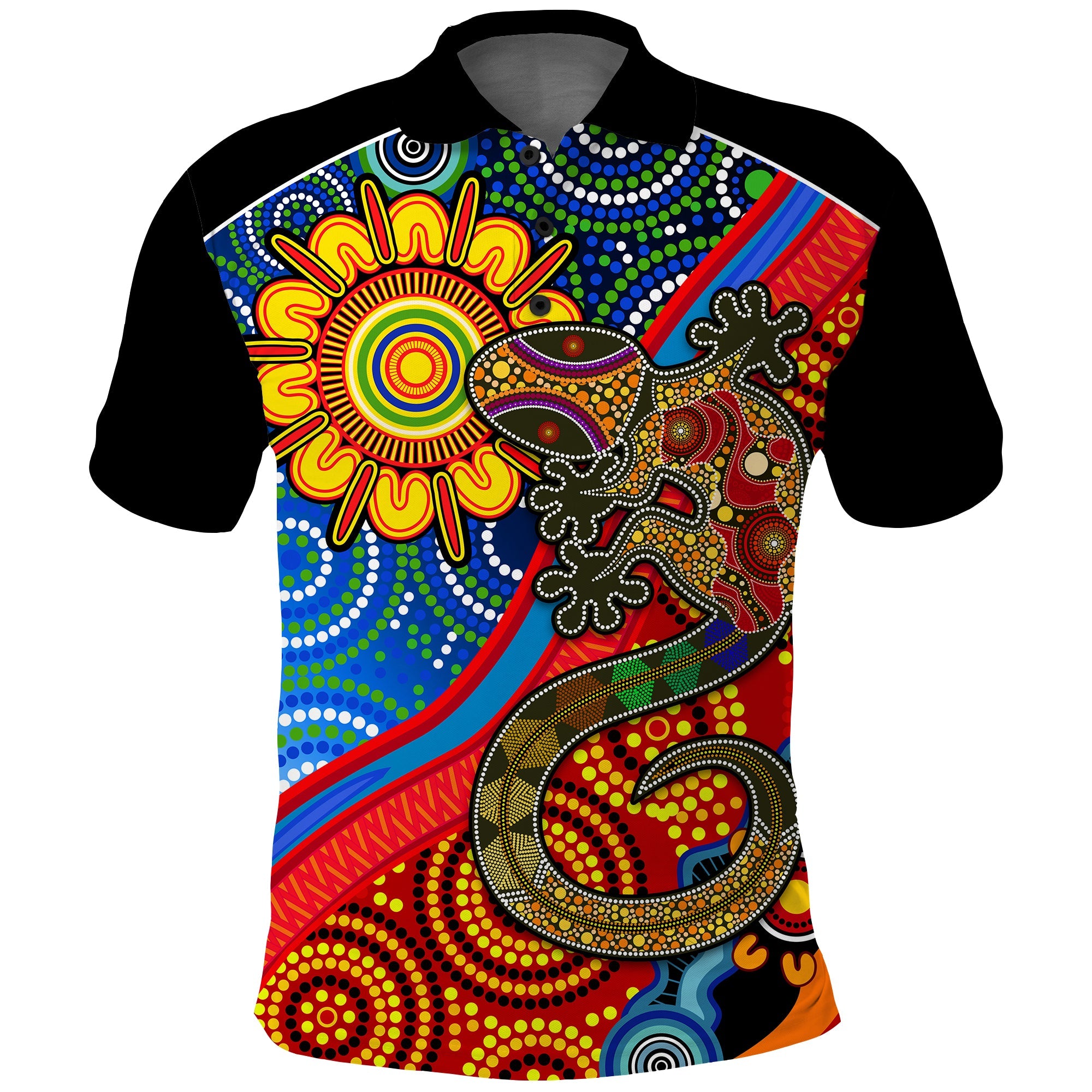 australia-lizard-and-sun-polo-shirt-aboriginal-art-speical