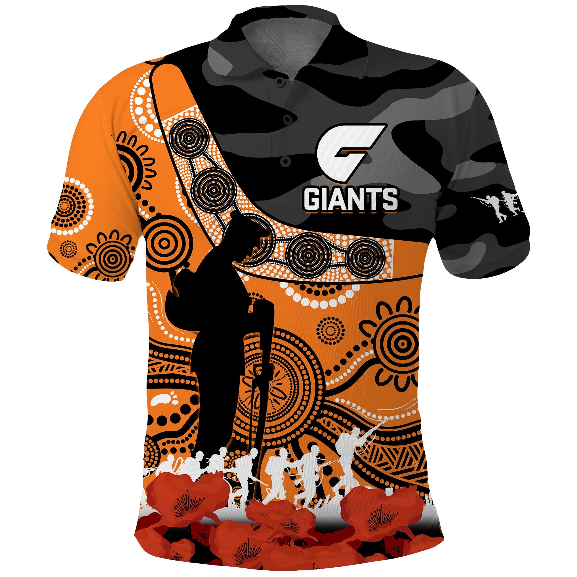 custom-text-and-number-giants-football-anzac-2023-polo-shirt-gws-aboriginal-mix-poppy-camouflage