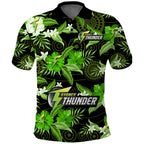 custom-text-and-number-sydney-thunder-cricket-polo-shirt-aboriginal-art-mix-tropical-flowers